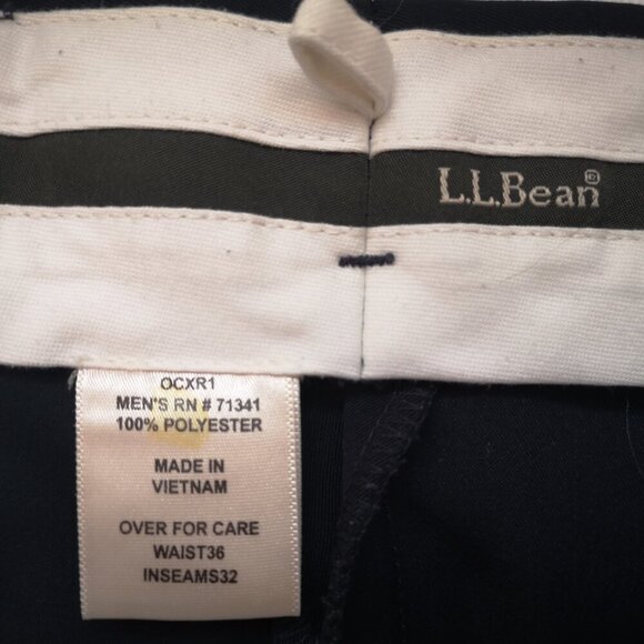 L.L. Bean Men's Navy Pleated Size 36/32 Dress Pants - Picture 3 of 9